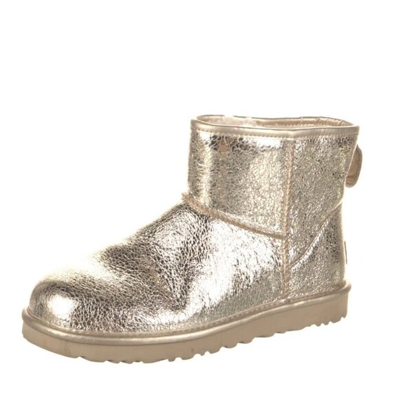 WOMENS GOLD LEATHER ANKLE BOOT 8 - Picture 1 of 5